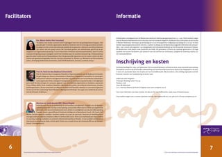 76
InformatieFacilitators
ESAA is een onderdeel van de Erasmus Universiteit Rotterdam
Enkele weken voorafgaand aan de Masterclass wordt een webinar georganiseerd van 1,5 - 2 uur. Hierin worden vragen
over de literatuur beantwoord en de instructies voor het huiswerk toegelicht. De Masterclass vindt plaats op een locatie
in Midden-Nederland. Aanvang is op donderdag om 10.00; het programma is afgelopen op vrijdag om 17.00 uur. De data
worden separaat gecommuniceerd. Binnen 1-2 weken na afloop van de Masterclass krijgt elke deelnemer een persoon-
lijke, 1-op-1 sessie van ongeveer 2 uur aangeboden met individuele feedback op het Persoonlijk Governance Statuut.
De Masterclass vindt plaats onder auspiciën van ESAA. Dit garandeert: (i) focus op corporate governance; (ii) hoge
kwaliteit met ervaren facilitators; (iii) aandacht voor een klimaat van vertrouwen, veiligheid  onderling respect; en:
(iv) vertrouwelijkheid.
Inschrijving en kosten
De kosten bedragen € 1.895,- per deelnemer. Dit is inclusief literatuur, lunches en diner, maar exclusief overnachting.  
Het webinar vooraf en de persoonlijke nabespreking van het Persoonlijk Governance Statuut zijn inbegrepen in de prijs.
U kunt zich aanmelden door het invullen van het inschrijfformulier. Wij verzoeken u het volledig ingevulde inschrijf-
formulier voorzien van handtekening te sturen naar:
ESAA Executive Programs
Tinbergen Building, kamer H13-34
Postbus 1738
3000 DR Rotterdam
t.a.v. mevrouw Marina de Bruijn of digitaal naar esaa-com@ese.eur.nl
Voor meer informatie over deze module, de data en het inschrijfformulier: www.esaa.nl/masterclasses
Voor nadere vragen kunt u contact opnemen met drs. Bert Iedema RA via: 010-408 26 81 of esaa-com@ese.eur.nl
Personal Dynamics in de Boardroom Masterclass Insight Experience
Drs. Manon Dahler (Het Consulaat)
“Al tijdens mijn studie economie werd ik getriggerd door het vak gedragswetenschappen, mijn
specialisatie is lerende organisaties. Bij Arthur Andersen heb ik in Chicago de laatste verander-
kundige inzichten uit de internationale praktijk tot me genomen. Adviseurs van Arthur Andersen
zijn samen met een groep acteurs Het Consulaat gestart: een adviesbureau gericht op de ge-
dragskant van organisatieverandering. In onze interventies verwerken wij dramamethodieken. Door in scènes
onproductief gedrag terug te spiegelen wordt heel duidelijk waar de verandernoodzaak ligt. Onbespreekbaar
geachte zaken maken we toch bespreekbaar. Door het gezamenlijk regisseren van de scenes creëren de deel-
nemers een gemeenschappelijke visie die concreet uitvoerbaar is. Klanten o.a. Ministerie van Binnenlandse
Zaken, Vereniging Nederlandse Gemeenten, GGD/GHOR Nederland, Generali, Louwman Group.”
Prof. Dr. René ten Bos (Radboud Universiteit)
Prof. Dr. René ten Bos is hoogleraar Filosofie en Organisatietheorie aan de Radboud Universiteit.
Hij gaf college aan diverse universiteiten in Nederland, Engeland en Australië en is vooral geïn-
teresseerd in kritische management theorieën. Hij publiceerde over verschillende onderwerpen,
zoals organisatie ethiek, strategisch management, accountancy en genderstudies. In de afgelopen
jaren heeft Ten Bos lezingen en cursussen gegeven voor verschillende organisaties en bedrijven, waaronder
Corus, Philips, AKZO, Stork, Vodafone, Rabobank, Ministerie van Justitie, verschillende ziekenhuizen, scholen,
politieorganisaties. Hij was redactielid van MO en het tijdschrift Filosofie in Bedrijf. In 2006 werd hij gekozen
tot een van de tien outstanding “Dutch Masters in Management thinking”. Van 1996-2007 werkte hij als consul-
tant bij Schouten  Nelissen.
Mevrouw mr. Josée Bosman BSc. (Savvy People)
Josée Bosman focust op versterking van persoonlijke vaardigheden. Zij geeft voor de Beroeps-
opleiding Advocaten training rondom gedrag, persoonlijke effectiviteit en ethiek aan beginnende
advocaten. Ook doceert zij Nederlands recht, ethiek en vaardigheden aan de post-HBO opleiding
Capabel. Josée is gecertificeerd Emotional Intelligence  Motivational Coach, Life Coach, NLP
Master, fysiotherapeut en mediator. Voorheen werkte zij 10 jaar als advocaat. Daarvoor als bedrijfsjurist en
manager juridische zaken  compliance officer in de financiële sector. Sinds 2010 heeft Josée een eigen praktijk
in coaching, training, mediation en juridische dienstverlening (Savvy People). In haar praktijk combineert ze
haar kennis en ervaring van body, mind  spirit. Sinds 2015 is Josée lid van de Commissie MO van de Gemeen-
teraad ’s-Hertogenbosch.
 