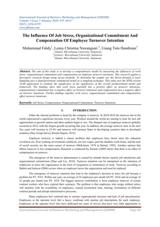The Influence Of Job Stress, Organizational Commitment And Compensation ...