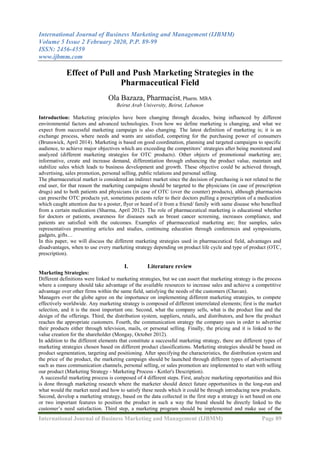 Effect of Pull and Push Marketing Strategies in the Pharmaceutical ...