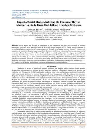 Impact of Social Media Marketing On Consumer Buying Behavior: A Study ...