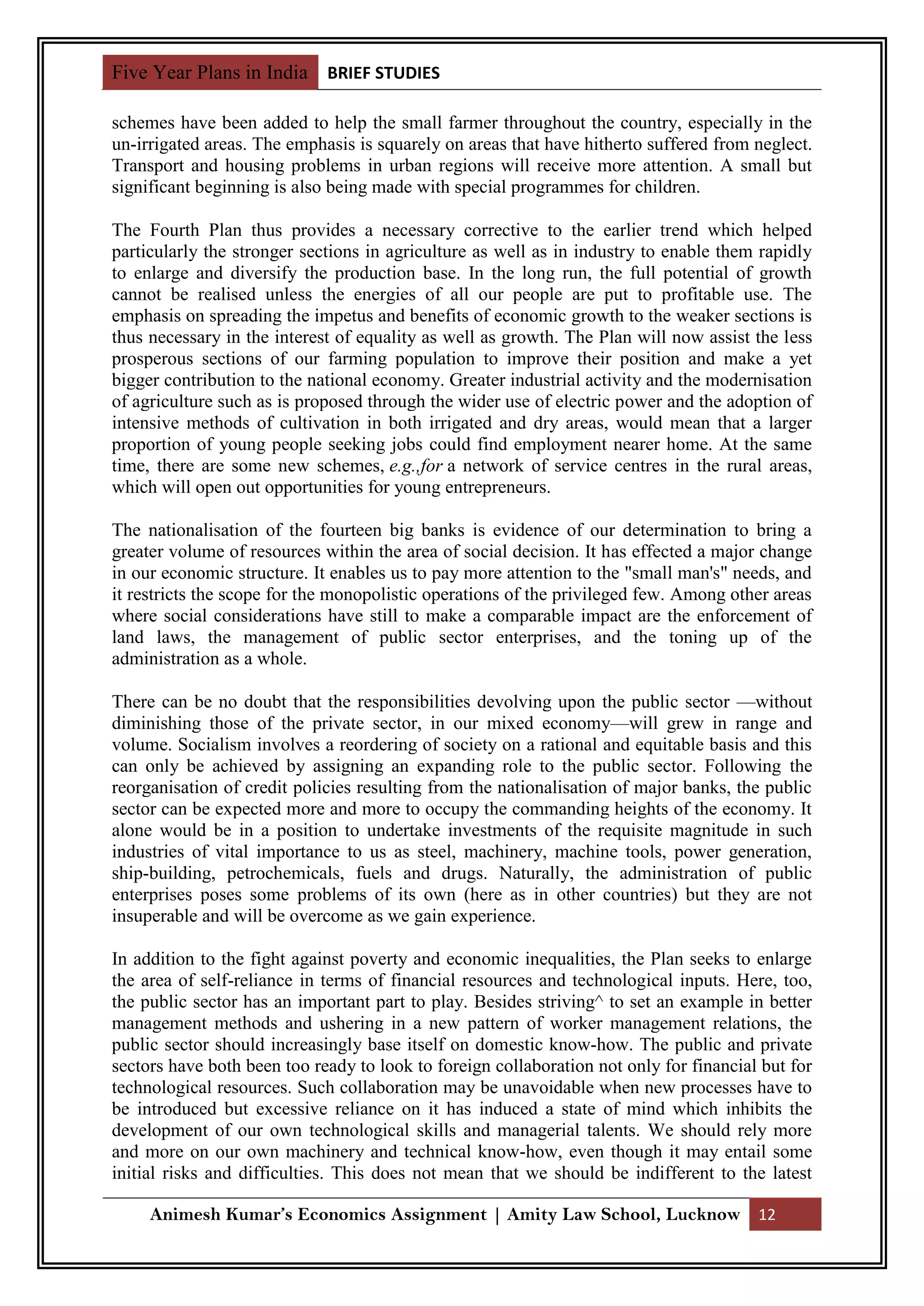 Five Year Plans In India Pdf