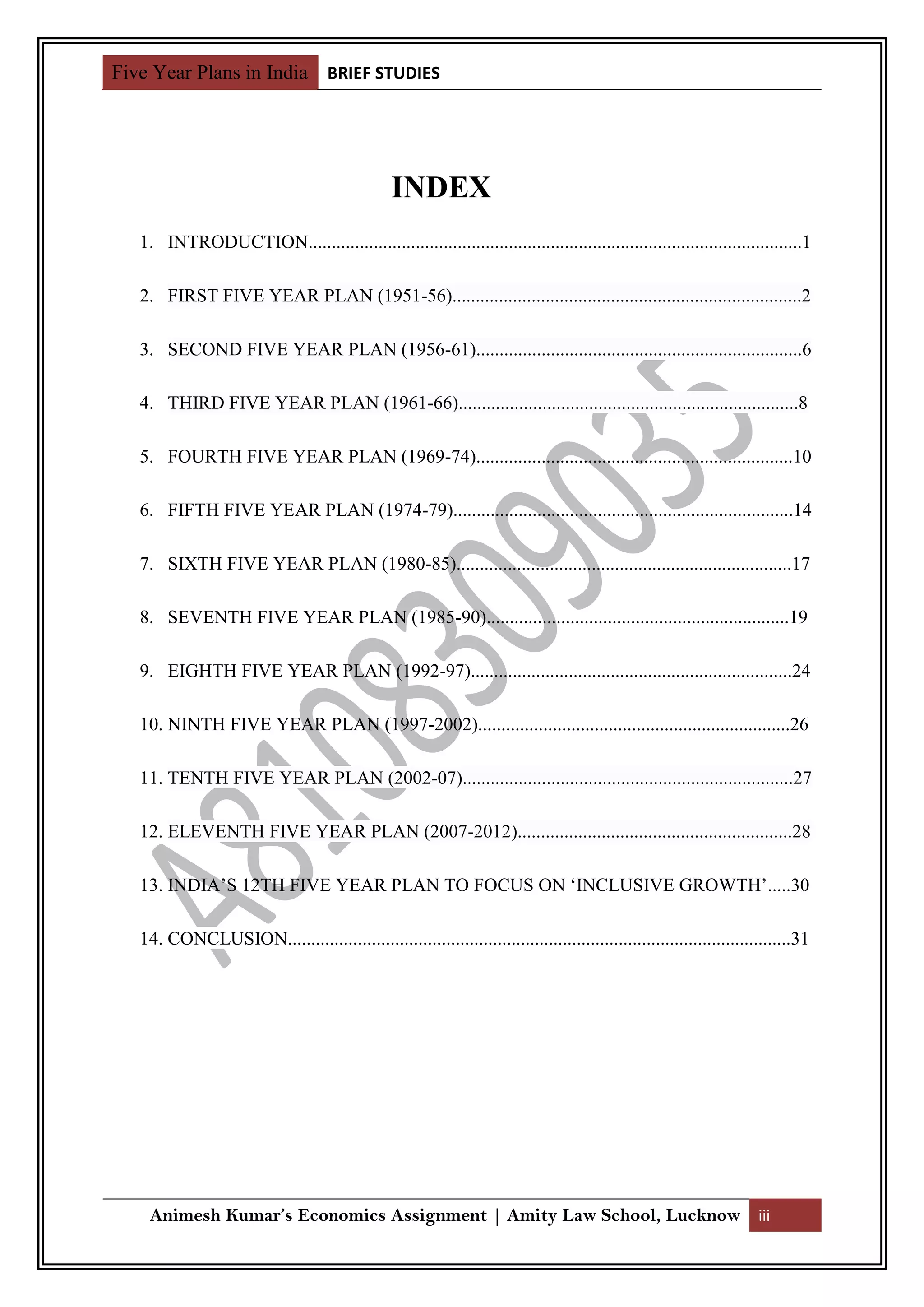 Five Year Plans In India Pdf