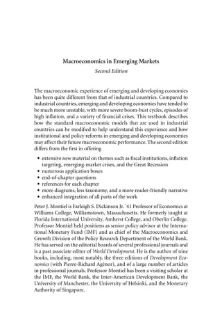 Macroeconomics in Emerging Markets 2nd Edition Peter J. Montiel | PDF