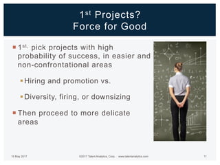¡ 1st, pick projects with high
probability of success, in easier and
non-confrontational areas
§ Hiring and promotion vs.
...