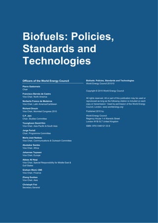 Biofuels Policies Standards And Technologies World Energy Council | PDF