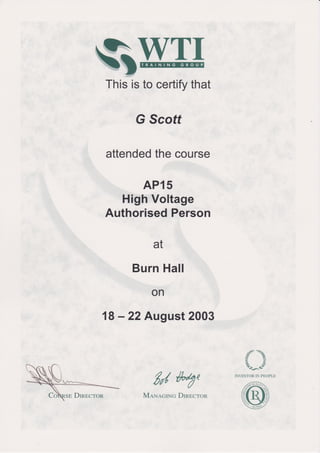 2003 HV Authorised Person