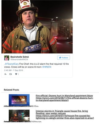 Cary apartment fire displaces more than 20 | WNCN | PDF