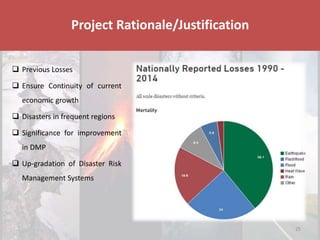 Disaster & Climate
Resilience
Improvement
Project
 Previous Losses
 Ensure Continuity of current
economic growth
 Disasters in frequent regions
 Significance for improvement
in DMP
 Up-gradation of Disaster Risk
Management Systems
25
Project Rationale/Justification
 