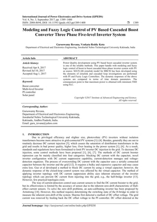 Modeling and Fuzzy Logic Control of PV Based Cascaded Boost Converter ...