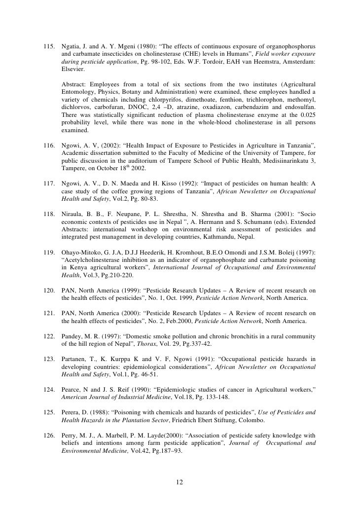 Pesticide Use And Health Costs - 