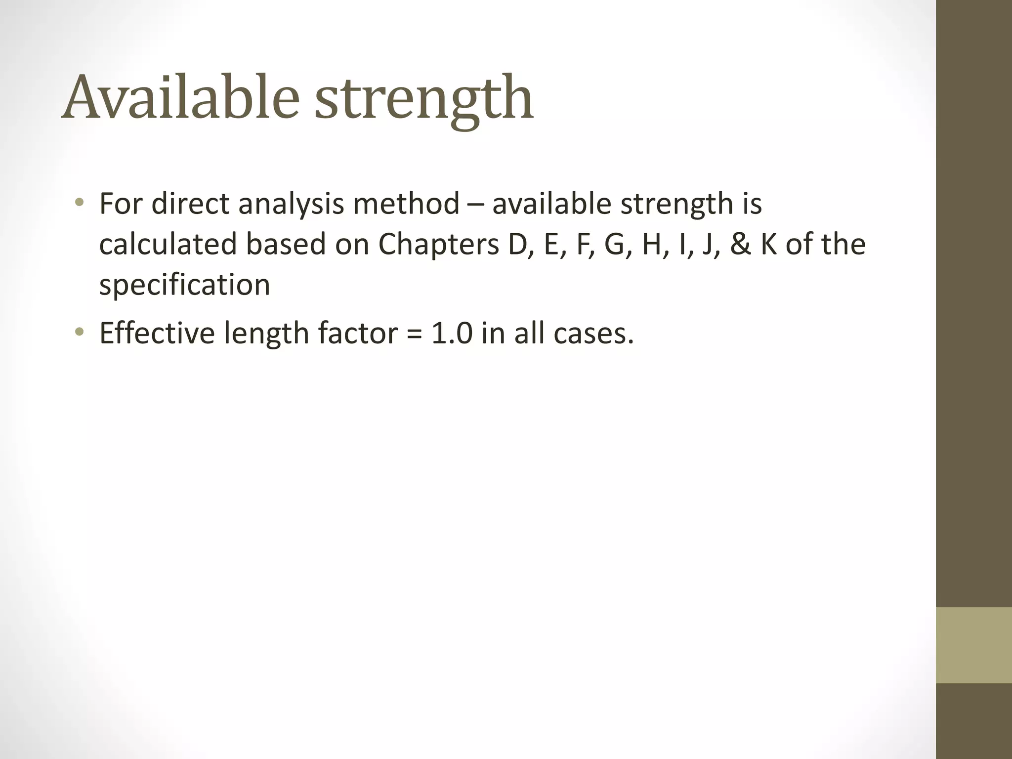 Overview of Direct Analysis Method of Design for | PPTX