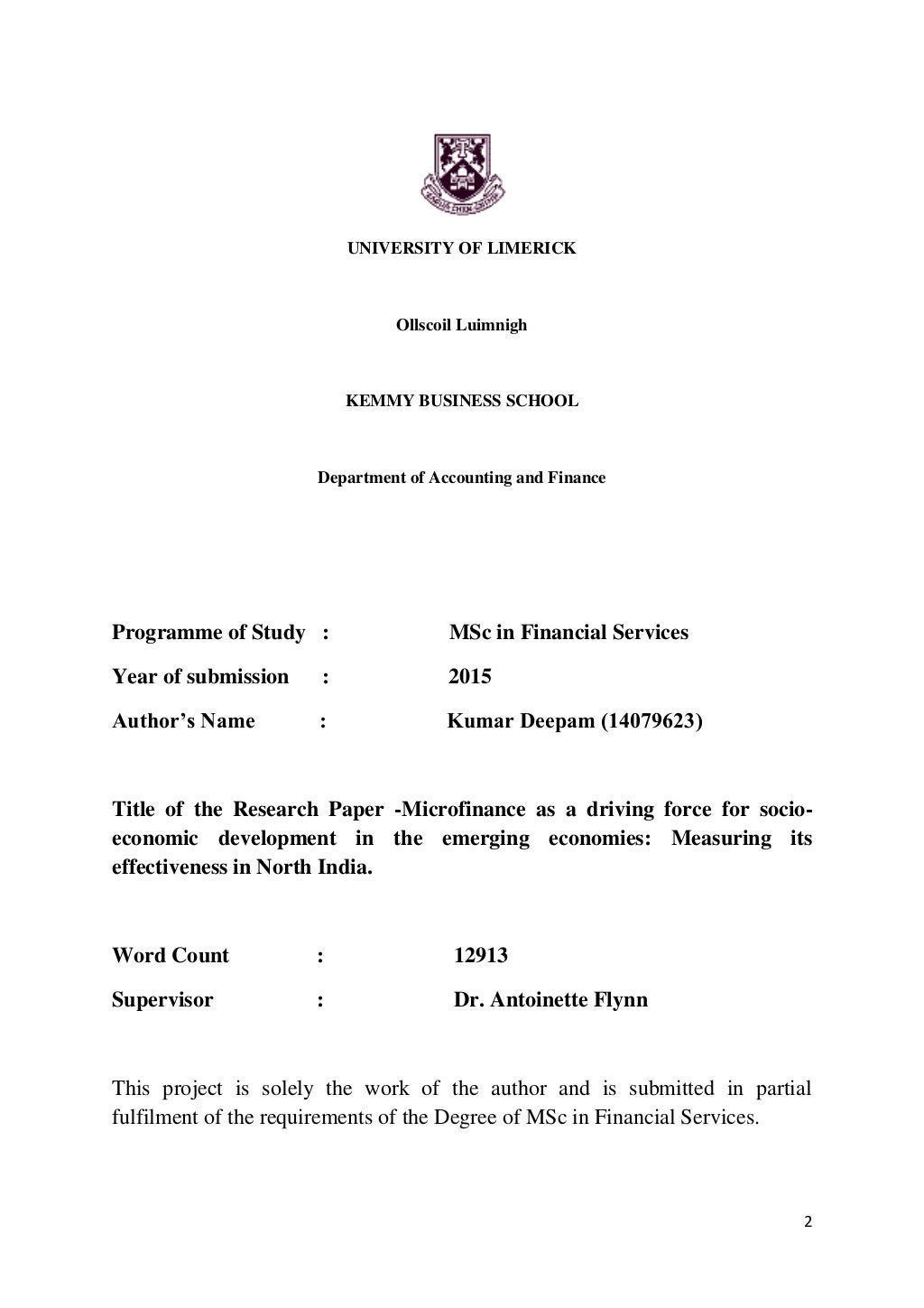 The Significance Of Master's Theses: An Expert Opinion