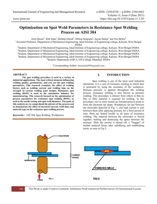 Optimization on Spot Weld Parameters in Resistance Spot Welding Process ...