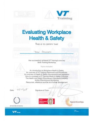 Evaluating Workplace Health & Safety - 25.11.08