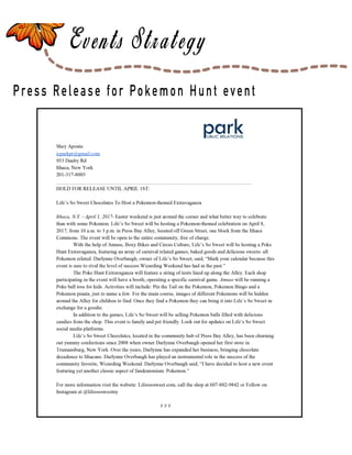 Page 34
Press Release for Pokemon Hunt event
 