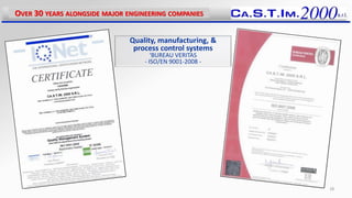 Quality, manufacturing, &
process control systems
‘BUREAU VERITAS
- ISO/EN 9001-2008 -
OVER 30 YEARS ALONGSIDE MAJOR ENGINEERING COMPANIES
28
 