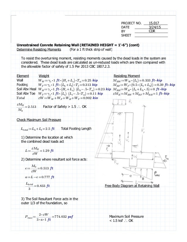 Retaining Wall Calculation