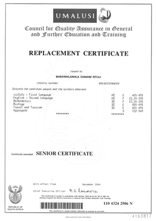 ID and Matric certificate | PDF
