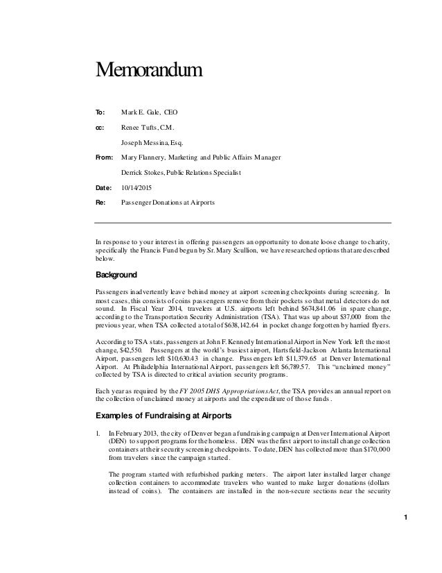 draft letter reprimand Passenger Donations Memorandum 10142015