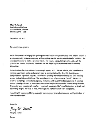 Letter of recommendation for Sisi 2015