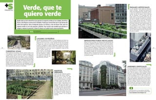 Verde, que te
quiero verde

TENDENCIAS

Paisajes artificiales

En este apartado podría hablar de alcorques,
isletas y rotondas… del aporte de espacios privados como jardines de casas, terrazas o áticos,
o incluso de instalaciones temporales para reivindicar esa falta de espacio como el parking
day. Sin embargo, lo he reservado para una
ilusión óptica: la de aquellos jardines que por
restricciones del lugar no pueden ser naturales,
por estar en azoteas o encima de aparcamientos y no poder superar cierto peso, no tener el
espacio suficiente para echar raíces, o, incluso,
por prever la falta de futuro mantenimiento. Así
que, aunque no aporten oxígeno ni eliminen
la contaminación, al menos con un poco de
plástico alegran la vista y colorean un espacio
normalmente gris. Incluso el MOMA de Nueva
York ha caído rendido ante este modelo de jardín para su cubierta.

Nadie duda ya de los beneficios que aportan los espacios verdes en las ciudades, beneficios
físicos y psicológicos muchas veces olvidados. Puede que Central Park sea el más famoso de
todos esos espacios, fama conseguida gracias a la historia y mito de Nueva York, pero los
espacios verdes no son solo parques y jardines. Hay muchos más modelos que aportan su
oxígeno, reducen la polución y hacen la vida en la ciudad mucho más encantadora.
texto:

Rita Monfort.

	

arquitecta.fundadora de ciudadobservatorio

Lugares extraños

84

Cubiertas vivas

Ahora saltamos a las azoteas, creando cubiertas verdes como
si los jardines (o incluso cultivos) se hubiesen elevado unos
cuantos metros sobre la cota cero (como en la Biblioteca
Mercè Rodoreda de Sant Joan Despí) o como si intentasen
ocultar lo que hay debajo (como en la Universidad de Mujeres
Ewha de Seúl). Con menos habitualidad de la que sería ideal,
pero cada vez con más ejemplos, las cubiertas verdes no sólo
regalan un poco más de oxigeno y naturaleza a la ciudad,
también aportan unas vistas mucho más agradables a los espectadores que están por encima de ellas, y más superficie de
ocio y esparcimiento cuando son transitables.

Siempre hay ubicaciones insólitas, y si antes hablábamos del High Line,
ahora lo hacemos del que se ha convertido popularmente por contraposición en el Low Line: el mejor ejemplo en este caso (también
en Nueva York, cómo no). Este proyecto, cuanto menos interesante,
consiste en rehabilitar el espacio subterráneo ocupado por una terminal abandonada en uno de los barrios más antiguos de la ciudad,
haciendo llegar la luz para que crezca la vegetación a base de fibra
óptica. Aunque parezca de
ciencia ficción, si se consigue
llevar a cabo, abre la incógnita
de cómo afectará al urbanismo, ya que en el subsuelo habrá cabida para algo más que
aparcamientos y el metro.

Infraestructuras recicladas

Utilizar los vacíos que dejan las infraestructuras para llenarlos de
naturaleza y adaptarlos al peatón siempre es una buena opción.
Las de ferrocarril son un pozo sin fondo cuando se trata de estos espacios. Por todos es conocido el High Line de Nueva York
que ha conseguido adaptar la antigua vía de tren elevada a la
ciudad actual y sus necesidades, sorprendiendo y convirtiéndose
en un ejemplo de este tipo de transformación. El cauce del río y
sus márgenes también son una buena opción, como ocurre en
Valencia, donde, incongruencias de la vida, estuvo a punto de
convertirse en una autopista que cruzaría la ciudad, en lugar de
su pulmón principal.

85

Jardines verticales

Huertos
urbanos

Huertos de ocio, allotment gardens,
green guerrillas, jardins familiaux…
Agricultura en la ciudad con cada
vez más adeptos. Es ocio, espacio
verde, produce alimento, crea redes
vecinales y acerca la cultura agrícola a todo peatón que pase cerca y
eche un vistazo. Seguramente es el
espacio verde que más aporta a la
sociedad, un reducto de relax y paz
en medio del estrés que acompaña
a la ciudad. Pero no solo nos encontramos los cultivos en cota cero a pie
de calle, ya hace tiempo que se están colando en terrazas, repisas de
ventanas, azoteas o en las propias
viviendas.

Con tantos admiradores como detractores, el verde
ha conseguido de esta manera una nueva dimensión para ubicarse en el espacio urbano donde, a
veces, falta ese espacio, y otras se prefiere utilizar
para usos no tan benignos como calzadas. Aunque
se pone en duda si realmente tiene el mismo grado de sostenibilidad que un jardín ubicado en el
suelo, lo que sí que es cierto es que es una manera
de aportar vegetación utilizando el mínimo espacio
posible en lugares donde de otra forma sería imposible que la hubiese. Además, desde que se creó el
jardín vertical del Caixa Forum en Madrid, nadie se
olvida de la aportación estética que hacen facilitando un nuevo material con el que cubrir fachadas.

Ciudad Observatorio es un blog dirigido por Rita Monfort
sobre tendencias en urbanismo, paisaje, movilidad y diseño.
• www.ciudadobservatorio.blogspot.com

 