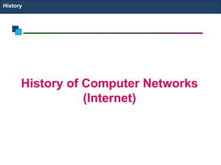 History of Computer Networks
(Internet)
History
 