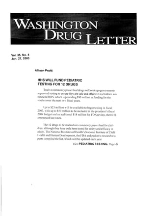 Washington Drug Letter Article