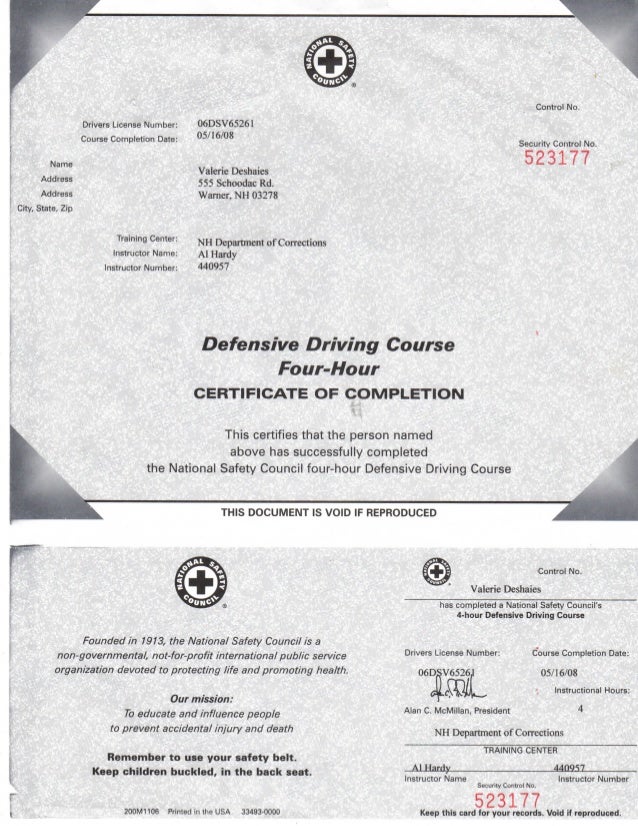 Defensive Driving Certificate Template
