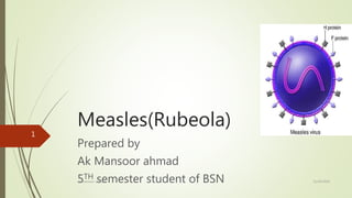 Measles(Rubeola)
Prepared by
Ak Mansoor ahmad
5TH semester student of BSN 11/24/2016ak mansoor ahmad
1
 