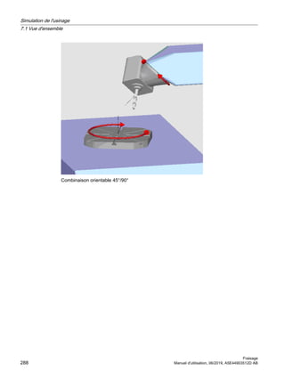 Combinaison orientable 45°/90°
Simulation de l'usinage
7.1 Vue d'ensemble
Fraisage
288 Manuel d'utilisation, 06/2019, A5E44903512D AB
 