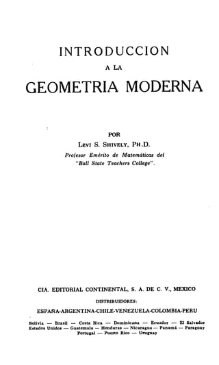 Introduccion a la geometria moderna. Levi Shively