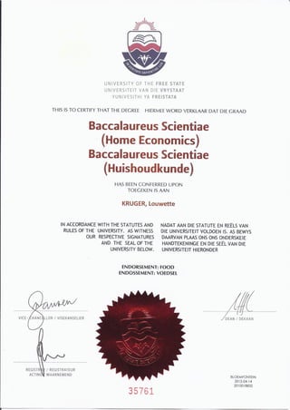 Baccalaureus Scientiae - Home Economics