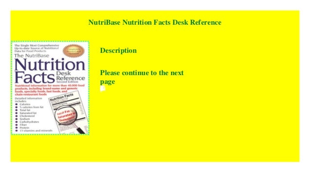 Nutribase Nutrition Facts Desk Reference Download At At - 