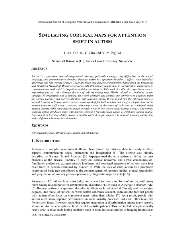 SIMULATING CORTICAL MAPS FOR ATTENTION SHIFT IN AUTISM | PDF