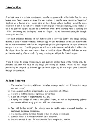 ROBOTIC ARM WITH VOICE CONTROLLED AND IMAGE PROCESSING (1) | DOCX