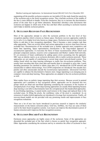 A COMPREHENSIVE STUDY ON OCCLUSION INVARIANT FACE RECOGNITION UNDER ...