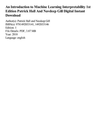 An Introduction to Machine Learning Interpretability 1st Edition ...