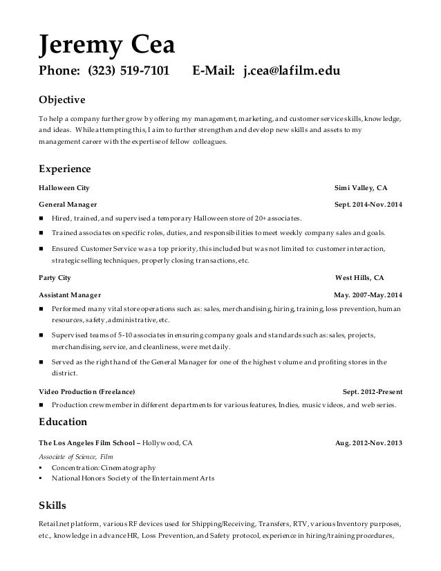 Retail resume help