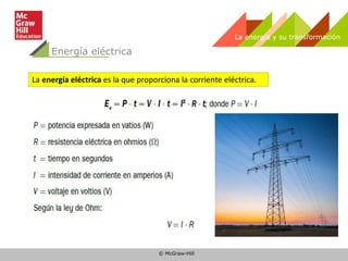 © McGraw-Hill
La energía y su transformación
Energía eléctrica
La energía eléctrica es la que proporciona la corriente eléctrica.
 