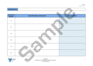 Rpcl Evidence Form Example.pdf SAMPLE CHC30113 Certificate III ECE full RPL | PDF