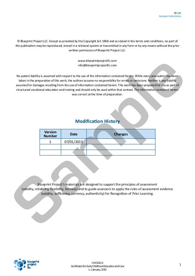 sample chc30113 certificate iii ece full rpl ece full form