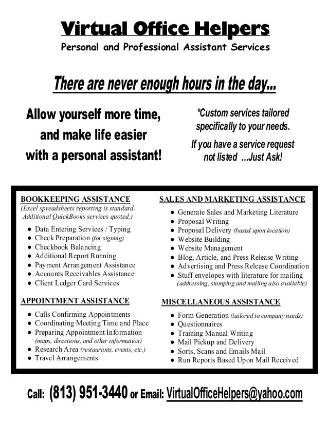 Virtual Office Helpers Personal and Professional Assistant Services