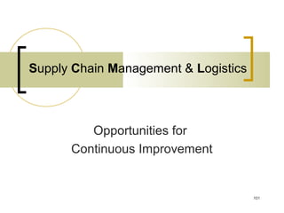 Supply Chain Management & Logistics
Opportunities for
Continuous Improvement
101
 