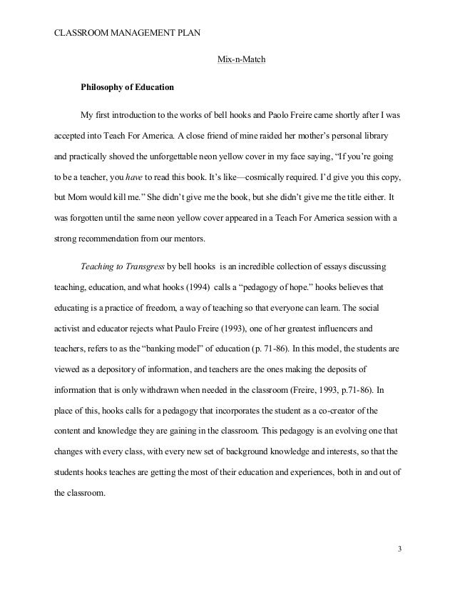 Philosophy essay classroom management