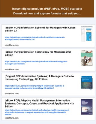Information Systems for Managers : With Cases 4.0 4th Edition (eBook ...
