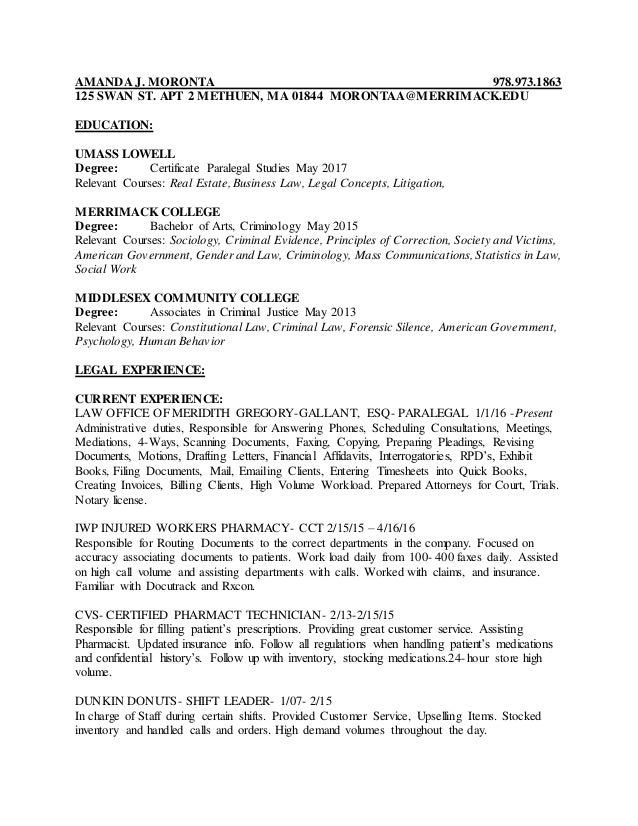 law clerk resumes