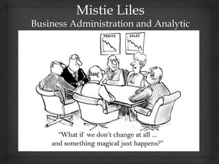 Mistie Liles
Business Administration and Analytic
 