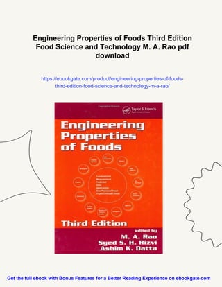 M A Rao Engineering Properties of Foods Third Edition Food Science and ...