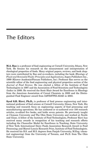 M A Rao Engineering Properties of Foods Third Edition Food Science and ...