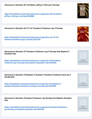 Advances In Genetics 43 1st Edition Jeffrey C Hall Jay C Dunlap | PDF